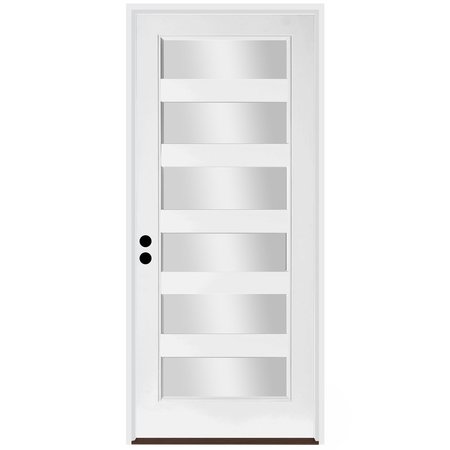 CODEL DOORS 36" x 96" Primed White Contemporary Flush-Glazed Exterior Fiberglass Door 3080RHISPSF20F6LC691610BB